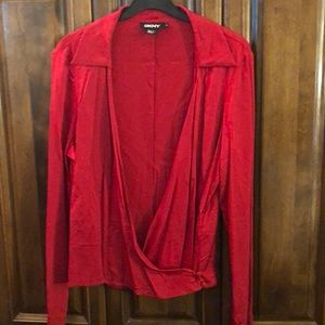 DKNY wrap blouse.